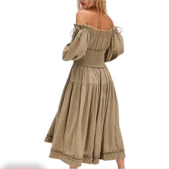 Free People Off-Shoulder Long Sleeve Boho Dress - Picture 2 of 3
